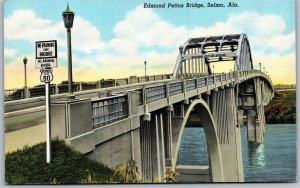 Vtg Selma Alabama AL Edmund Pettus Bridge 1940s View Linen Postcard