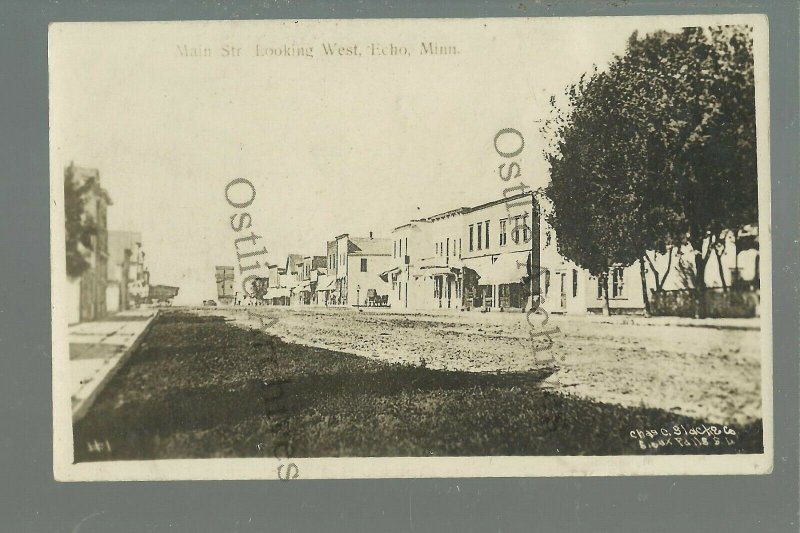 Echo MINNESOTA RPPC c1910 MAIN STREET nr Redwood Falls Granite Falls Wood Lake