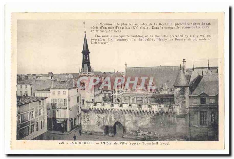 La Rochelle Old Postcard L & # 39hotel City (1595)