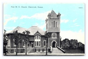 First M. E. Church Cherryvale Kansas Postcard