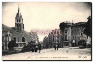 Old Postcard The cathedral Laval and Beucheresse door