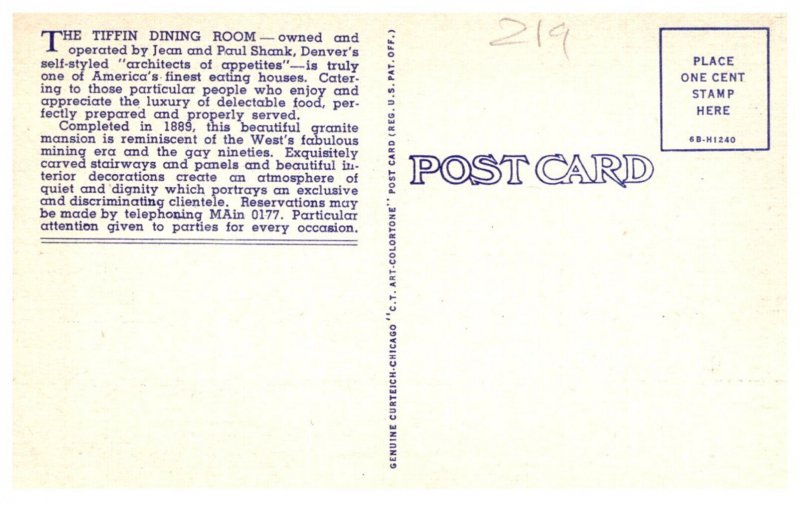 Colorado Denver  Tiffin Dining Room