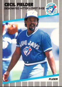 1989 Fleer Baseball Card Cecil Fielder First Base Toronto Blue Jays sun0671