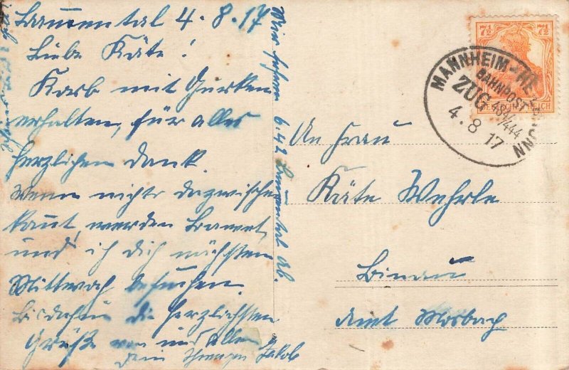 Mannheim Germany~Family get together-WW1 German soldiers-1917 Photo POSTCARD