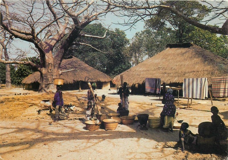 Postcard Senegal Casamance picturesque village ethnic types typical houses