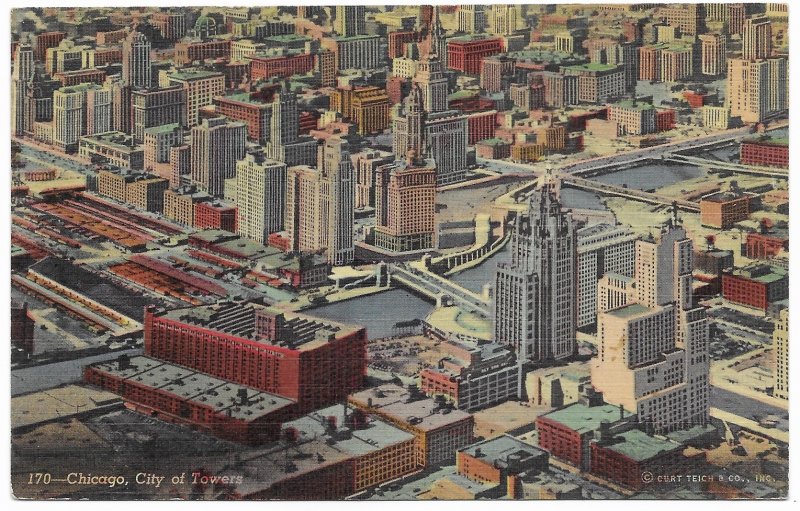 US Chicago, Illinois - City of Towers. old card with postage, mailed 1954.