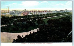 CHICAGO, Illinois IL ~ MIDWAY BOULEVARD and UNIVERSITY  ca 1900s UDB  Postcard