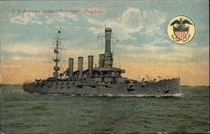 BATTLESHIP US Armored Cruiser Tennessee FLAGSHIP c1910 Postcard