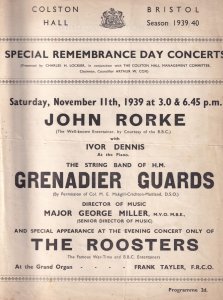 John Rorke BBC Grenadier Guards WW2 Bristol Military Concert Theatre Programme