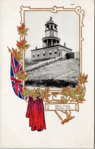 Town Clock Halifax NS Nova Scotia Flag Patriotic Canada Unused Postcard G38