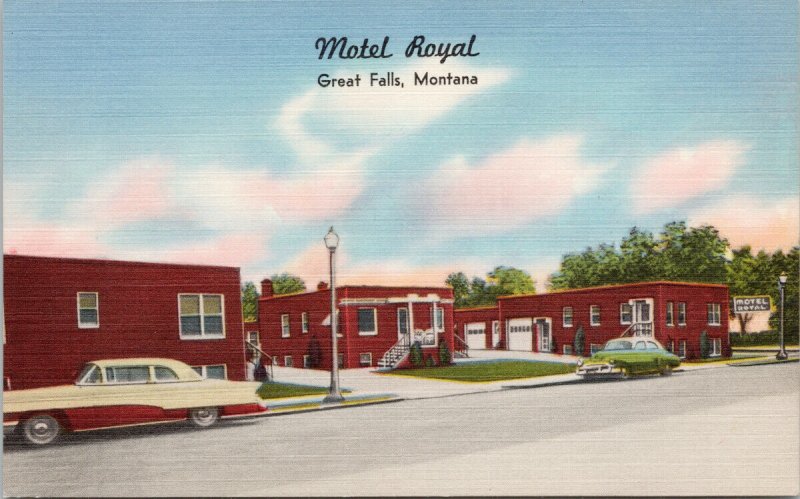 Motel Royal Great Falls MT Montana Unused Linen Postcard G41