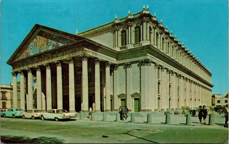 DeGollado Theater Guadalajara Jalisco Mexico Old Car VTG Postcard PM WOB Note 71