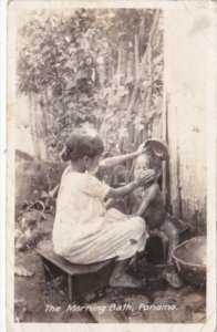 Panama Young Children The Morning Bath 1939 Real Photo