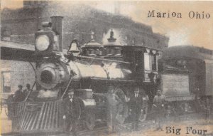 J71/ Marion Ohio Postcard Chrome Reprint Big Four Depot Locomotive 145