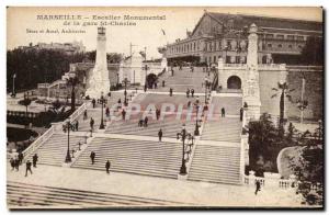 Old Postcard Marseille Monumental Staircase of the St Charles station