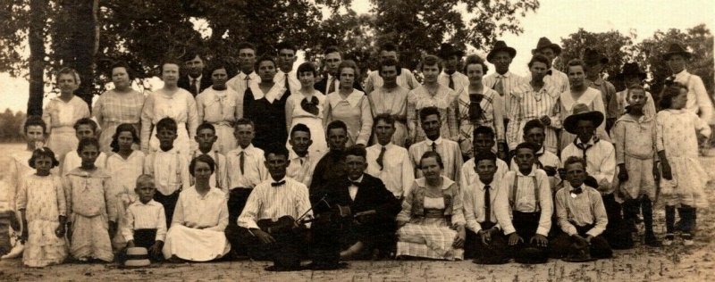 Vintage 1920's RPPC Postcard - Group School Portrait Children & Adults