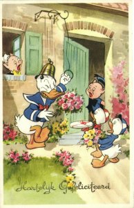 PC DISNEY, DONALD DUCK, HUEY AND DEWEY DUCK, PIGS, Vintage Postcard (b27815)