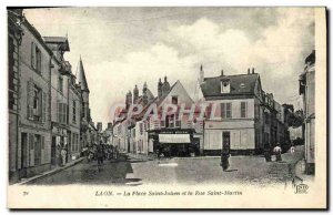 Old Postcard Laon Place Saint Julien and La Rue Saint Martin Army Soldiers