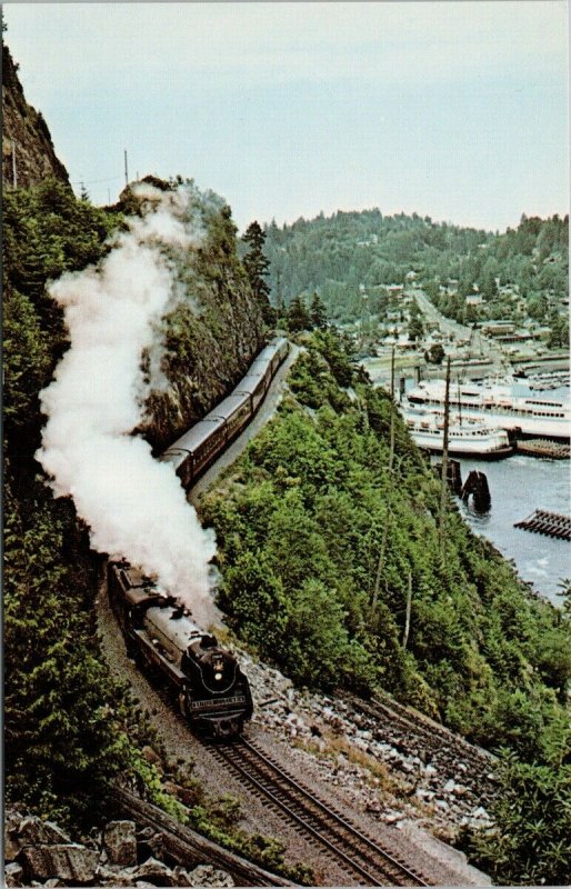 Horse Shoe Bay BC Royal Hudson #2860 Train Railway Ted Wickson Postcard G37