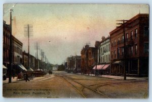 Massillon Ohio OH Postcard Main Street Exterior Building c1915 Vintage Antique