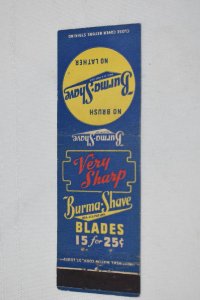 Burma Shave Blades Advertising 20 Front Strike Matchbook Cover