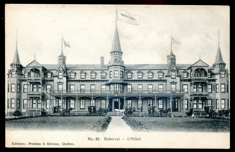 dc1438 - ROBERVAL Quebec Postcard 1910s Hotel by Pruneau & Kirouac