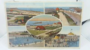 Vintage Multiview Postcard New Brighton Boating Pool Battery Pavilion Posted1945