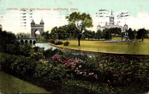 Connecticut Hartford Capitol Arch and Fountain 1907