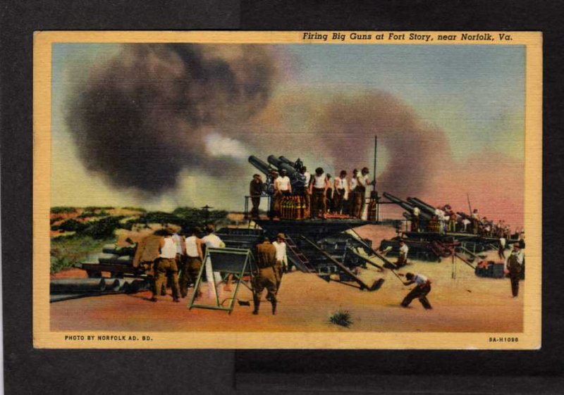 VA Firing Guns Fort Story Army Base Cape Henry nr Norfolk Virginia Postcard