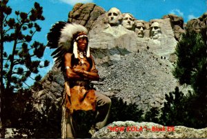 South Dakota Black Hills Mount Rushmore and Sioux Indian Warrior Black Elk 1976