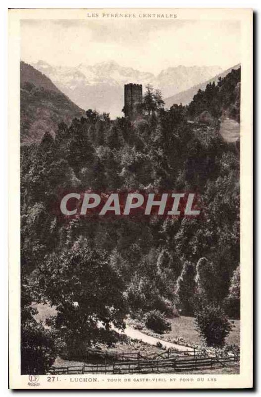 Postcard Luchon Old Tower Caste Vielet Fond du Lys