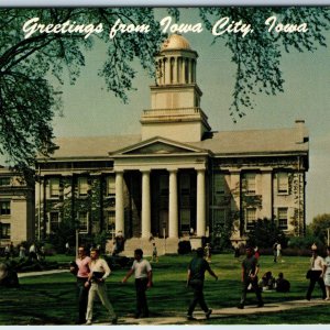 c1960s Iowa City, IA Old Capitol Students Walking on Campus Chrome Photo PC A235