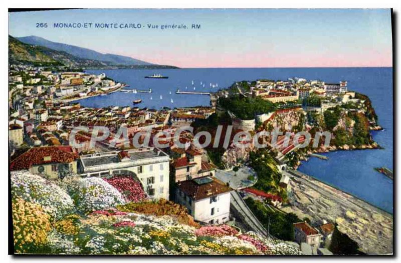 Old Postcard Monaco and Monte Carlo General view