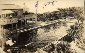 Lake Worth FL Casino Swimming Pool Weston Real Photo Postcard c1920