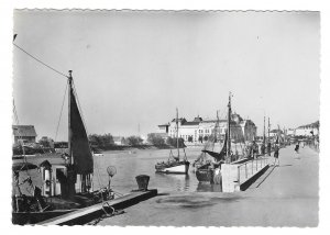 RPPC France Trouville Fishing Boats Harbor La Cigogne Glossy Photo 4X6 Postcard