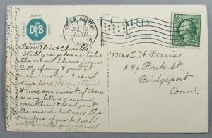 Connecticut National Bank, Bridgeport CT 1916 Postcard (#7684)