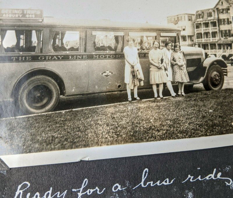 1920s era Gray Line Bus Old Photo and Album Camping Valley Forge Asbury Park