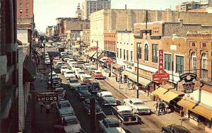 Memphis TN Beale Street Storefronts Old Cars Postcard