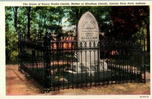 The grave of Nancy Hanks Lincoln mother or Abraham Indiana Postcard