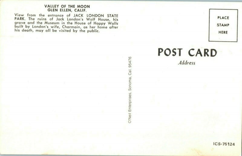 Valley of the Moon Jack London State Park Glen Ellen California Postcard