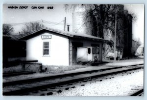 c1968 Wabash Depot Coin Iowa IA Railroad Train Depot Station RPPC Photo Postcard