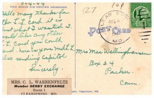 Greetings Maryland Hagerstown  LARGE LETTER