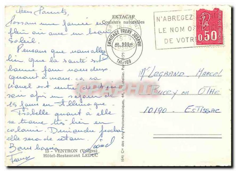 Postcard Modern Ventron (Vosges) Hotel Restaurant Leduc