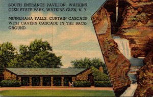 New York Watkins Glen State Park South Entrance Pavilion and Minehaha Falls C...