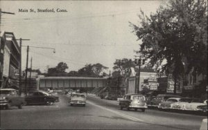 Stratford Connecticut CT Main St. Cars 1930s-50s Postcard