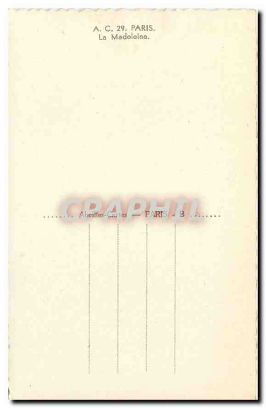 Old Postcard Paris La Madeleine