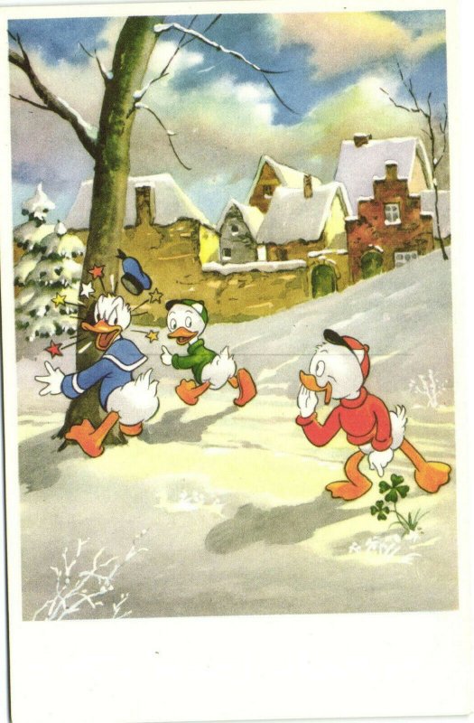 PC DISNEY, DONALD, HUEY AND LOUIE DUCKS, Vintage Postcard (b35891)