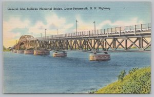 Dover-Portsmouth NH~Gen John Sullivan Memorial Highway Bridge~Vintage Linen PC
