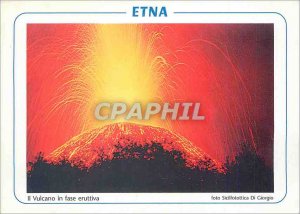 Postcard Modern Etna volcano in fase It eruttiva