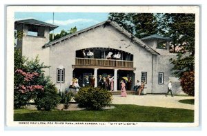 AURORA, IL Illinois ~ DANCE PAVILION Fox River Park 1916 City of Lights Postcard